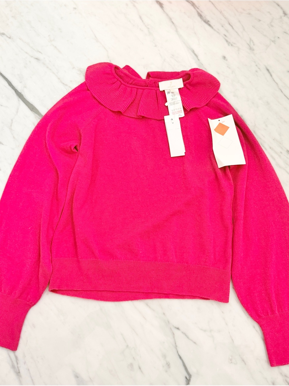 NWT Jacadi Pink Ruffled Sweater Kids Size 12